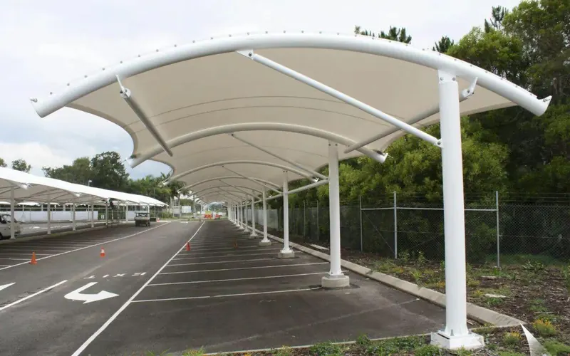 Long-run industrial parking shade